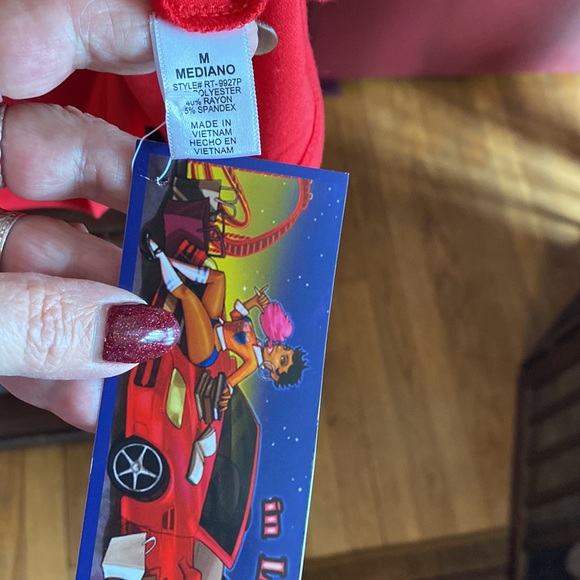 Zenana Callie lives NWT M RED FLARE POCKETS BUTTERY SOFT TEE SHIRT DRESS - Picture 5 of 6